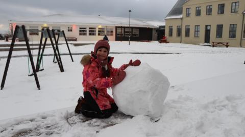 Leikið í snjónum.