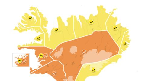 Appelsínugul veðurviðvörun 26. mars